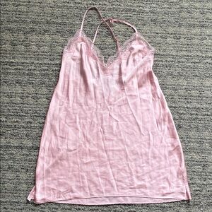 Victoria's Secret Elegant Pink Lace Trim Nightgown